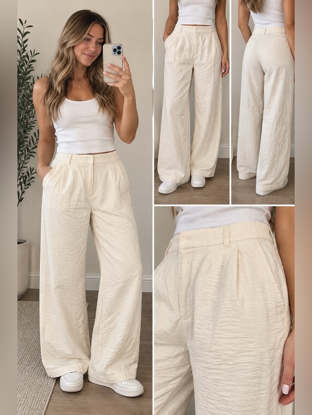 a.new day Wide Leg Pants Cream Ivory Size 4 NWT